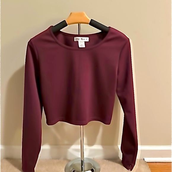 Say What? Tops - 🤩 NWOT MAROON LONG SLEEVE SIZE L - GREAT QUALITY & SUPER SOFT CROP TOP 🤩
